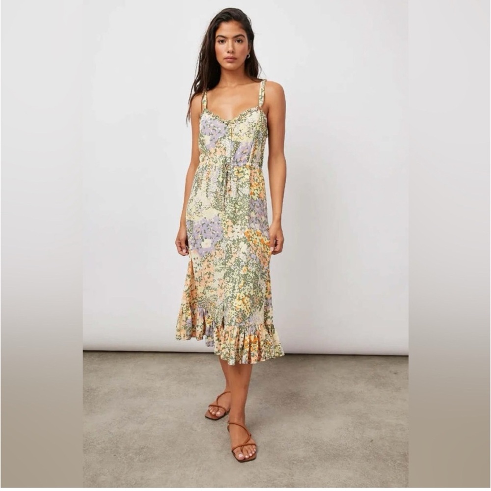 Rails Adalyn Gardenia Dress Sundress Ruffles Floral Feminine Romantic  Sz L